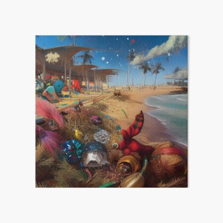 Christmas Day at the Beach Art Board Print