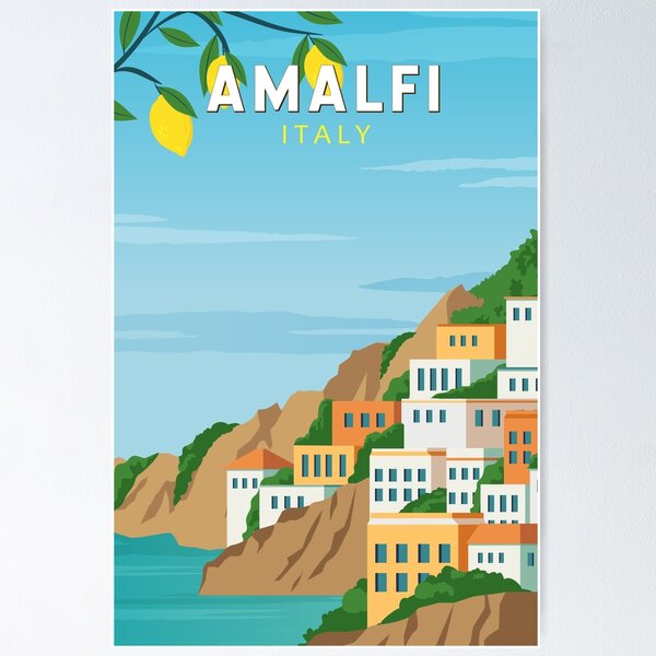Item preview, Amalfi Italy Retro Travel Art Vintage designed and sold by KrisSidDesigns.
