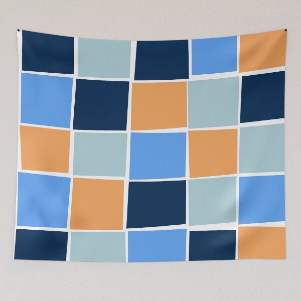Item preview, Blue and orange colourful squares designed and sold by CatsHappy.