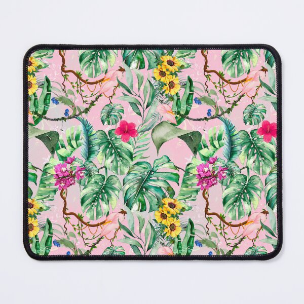 Item preview, Exotic pink forest, leaves and flowers tropical pattern, botanical illustration, floral illustration designed and sold by ZeinabTaha.