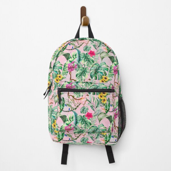 Item preview, Exotic pink forest, leaves and flowers tropical pattern, botanical illustration, floral illustration designed and sold by ZeinabTaha.