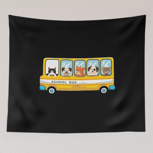 Item preview, School Bus With Cat, Dog and Other Funny Animals designed and sold by YouHappyMyHappy.