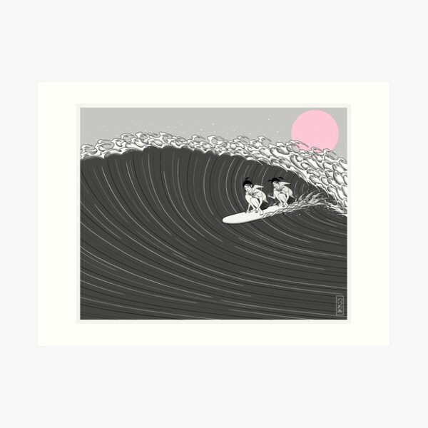 japanese sunset surf Art Print