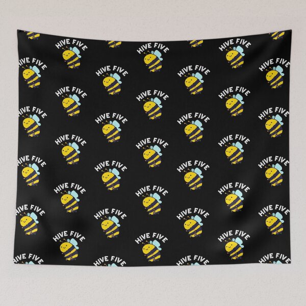 Item preview, Hive Five Funny High Five Bee Puns (Dark BG) designed and sold by punnybone.