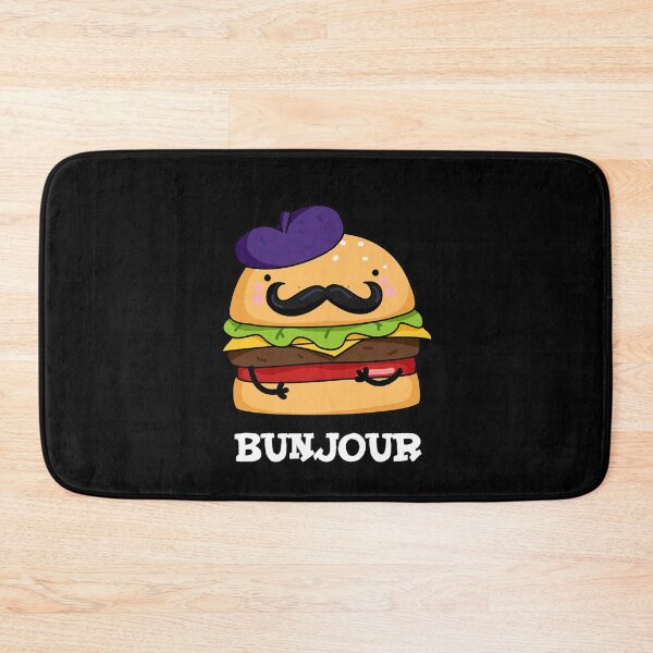Item preview, Bunjour French Burger Funny Bun Puns (Dark BG) designed and sold by punnybone.