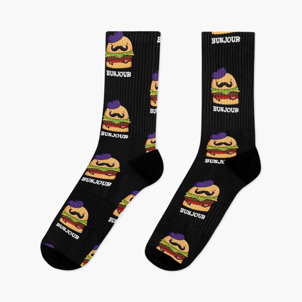 Item preview, Bunjour French Burger Funny Bun Puns (Dark BG) designed and sold by punnybone.