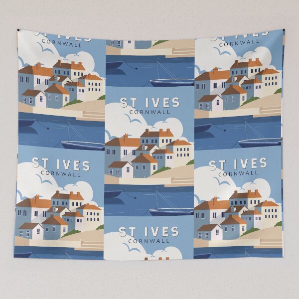 Item preview, St Ives Cornwall England Retro Travel Art Vintage designed and sold by KrisSidDesigns.