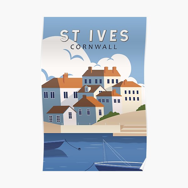 St Ives Cornwall England Retro Travel Art Vintage Poster