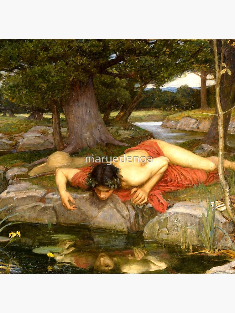 Narcissus John William Waterhouse Poster For Sale By Maryedenoa   Flat,750x,075,f Pad,750x1000,f8f8f8.u2 