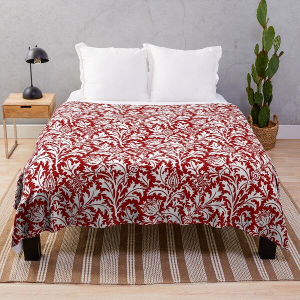 Item preview, William Morris Thistle Damask, Dark Red and White designed and sold by Marymarice.