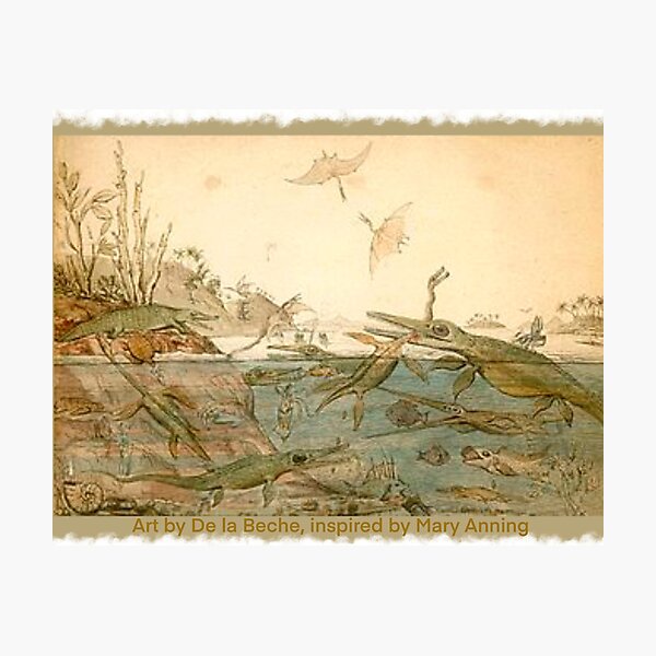 Artikel-Vorschau von Ein älteres Dorset, inspiriert von Mary Annings Fossilien, Kunst von De La Beche, designt und verkauft von wabisabi-design.