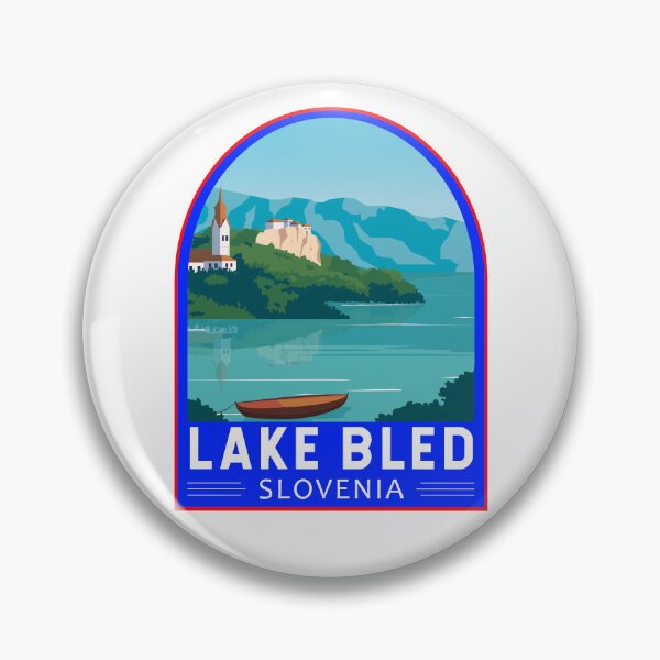 Item preview, Lake Bled Slovenia Travel Retro Emblem designed and sold by KrisSidDesigns.
