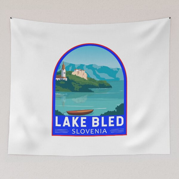 Item preview, Lake Bled Slovenia Travel Retro Emblem designed and sold by KrisSidDesigns.