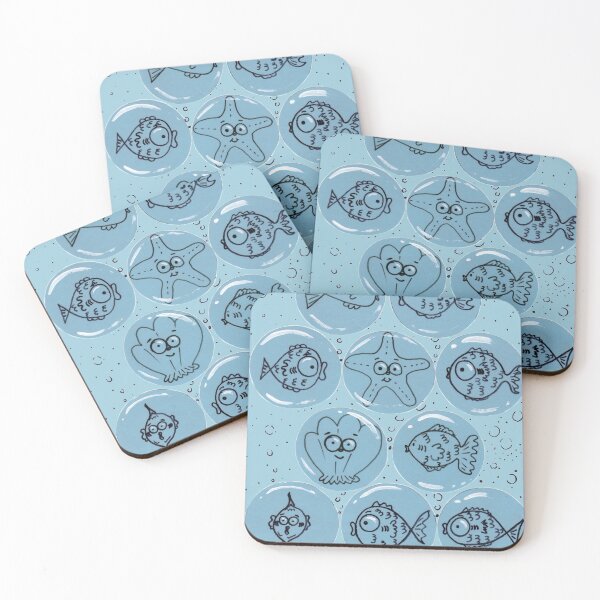 Item preview, Cute Sea Animals and Funny Fish Floating in Bubbles designed and sold by Nalinne Jones.