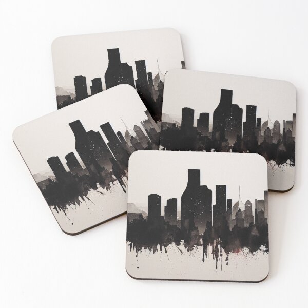 Item preview, Horizontal view of the Denver sunrise skyline, Colorado Ink, Watercolor, digitally enhanced designed and sold by Rocky Mountain Artistry.