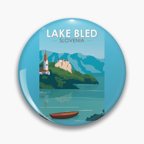 Item preview, Lake Bled Slovenia Travel Retro Travel Art Vintage designed and sold by KrisSidDesigns.