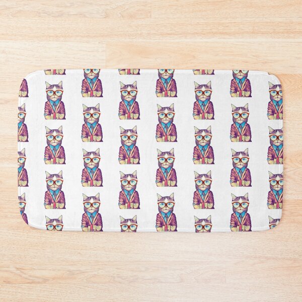 Item preview, funny cat face with funky glasses designed and sold by nellylebrun.