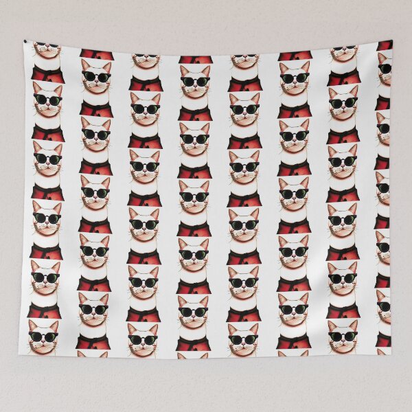 Item preview, funny cat face with funky glasses designed and sold by nellylebrun.