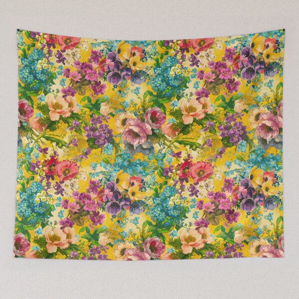 Item preview, Vintage flowers and roses, shabby chic, floral pattern, vintage botanicals, yellow floral  designed and sold by ZeinabTaha.