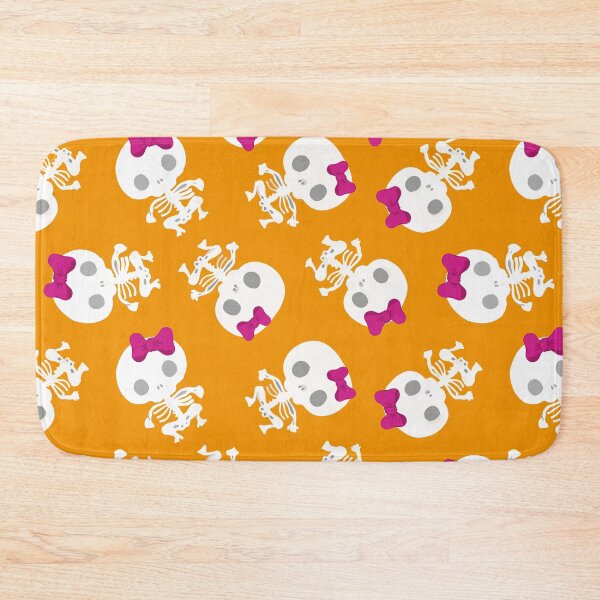 Item preview, Kawaii skeleton cute pink bow orange day of the dead designed and sold by T-Mex.