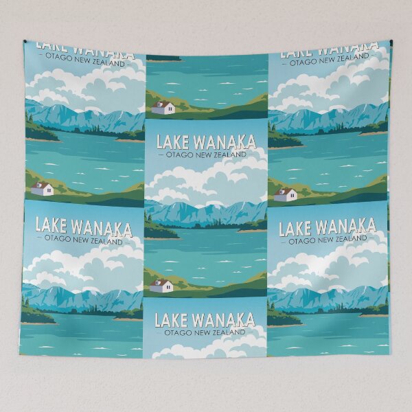 Item preview, Lake Wanaka Otago New Zealand Travel Art Vintage designed and sold by KrisSidDesigns.
