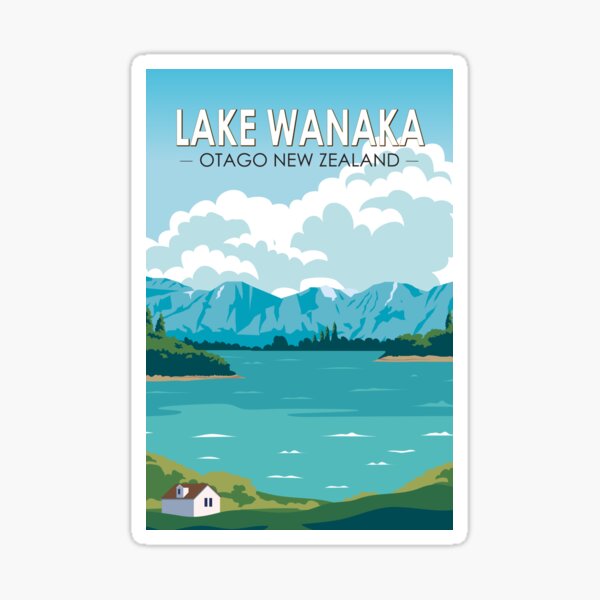 Item preview, Lake Wanaka Otago New Zealand Travel Art Vintage designed and sold by KrisSidDesigns.
