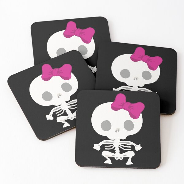 Item preview, Kawaii skeleton cute pink bow black day of the dead designed and sold by T-Mex.