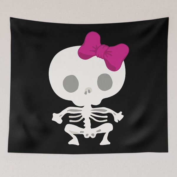 Item preview, Kawaii skeleton cute pink bow black day of the dead designed and sold by T-Mex.