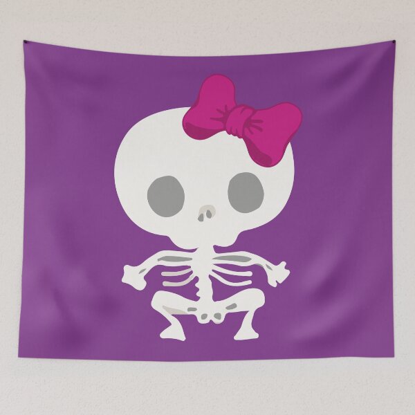 Item preview, Kawaii skeleton cute pink bow purple day of the dead designed and sold by T-Mex.