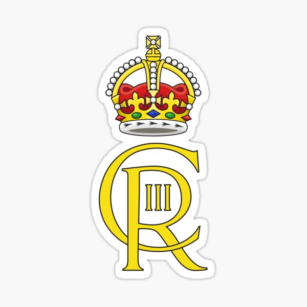 Royal Cypher of King Charles III, surmounted by the Tudor Crown Sticker