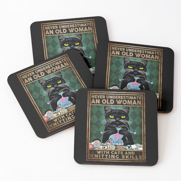 Item preview, Black Cat Never Underestimate An Old Woman With Cats And Knitting Skills designed and sold by torenelandj.