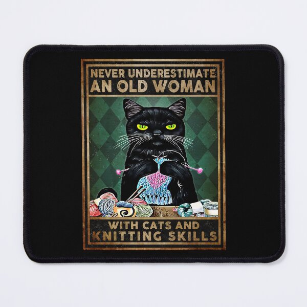 Item preview, Black Cat Never Underestimate An Old Woman With Cats And Knitting Skills designed and sold by torenelandj.