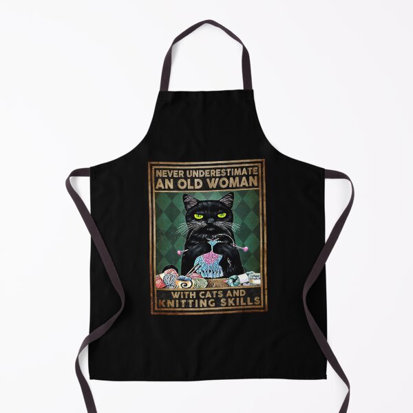 Item preview, Black Cat Never Underestimate An Old Woman With Cats And Knitting Skills designed and sold by torenelandj.