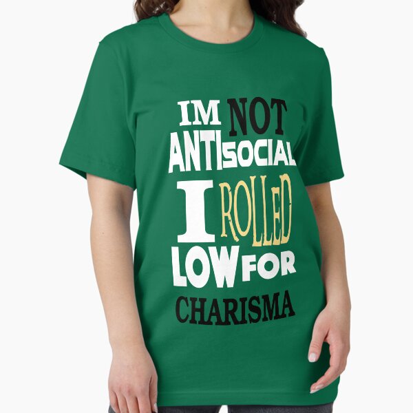 Vista previa del artículo con la obra «NO carisma antisocial bajo», diseñado y vendido por McDougalDesigns.