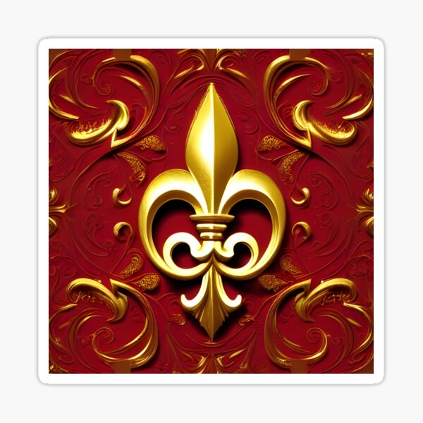 Royal Lily, Fleur De Lis (Red and Gold) Sticker
