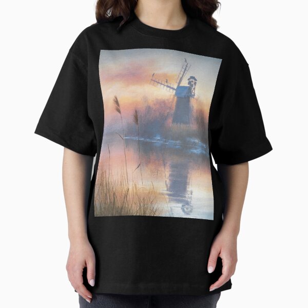 Winter Evening at Turf Fen Oversized T-Shirt