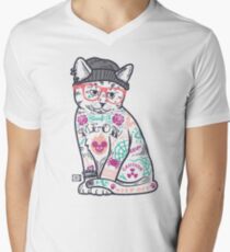 Camiseta para hombre de cuello en v Los gatos ponen el "yo" en MEOW