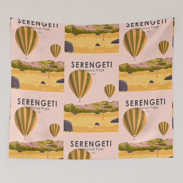 Item preview, Serengeti National Park Tanzania Hot Air Balloon Safari Vintage designed and sold by KrisSidDesigns.