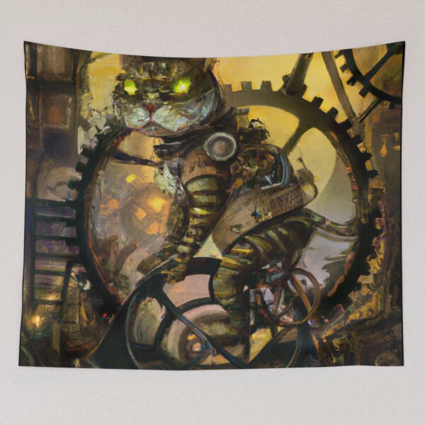 Item preview, Percy the Cat, powering the machine (Fantasy) designed and sold by thecatandkettle.