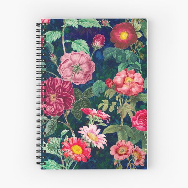 Artikelvorschau, Stilvolle Vintage Blumenmuster Himmel, Pflanzen Muster, botanische Illustration, Vintage dunkelblau floral entworfen und verkauft von ZeinabTaha.