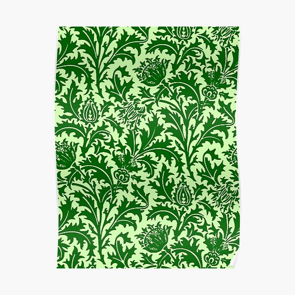 "William Morris Thistle Damask, Emerald Green" Poster For Sale By ...