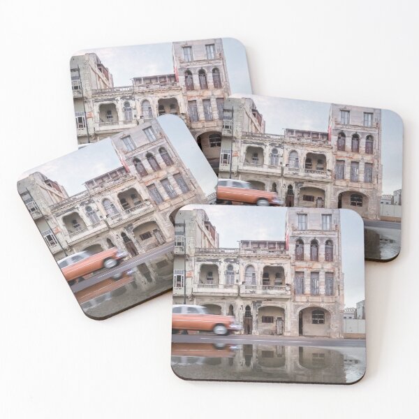 Item preview, Reflection of Cuban Classic Car Passing Ramshackle Building Havana designed and sold by PhotosByVille.