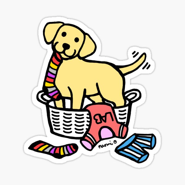 Yellow Labrador Laundry Basket Sticker