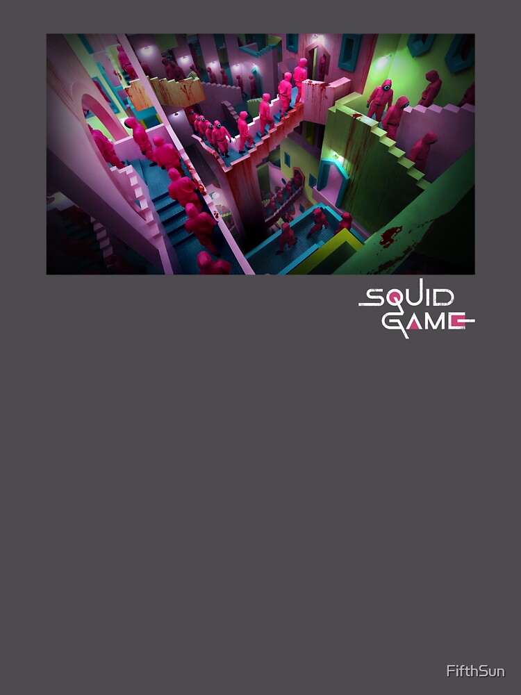 Thumbnail 6 von 6, Premium Oversized Pullover, Squid Game Pink Guards Staircase Walk Panel designt und verkauft von FifthSun.