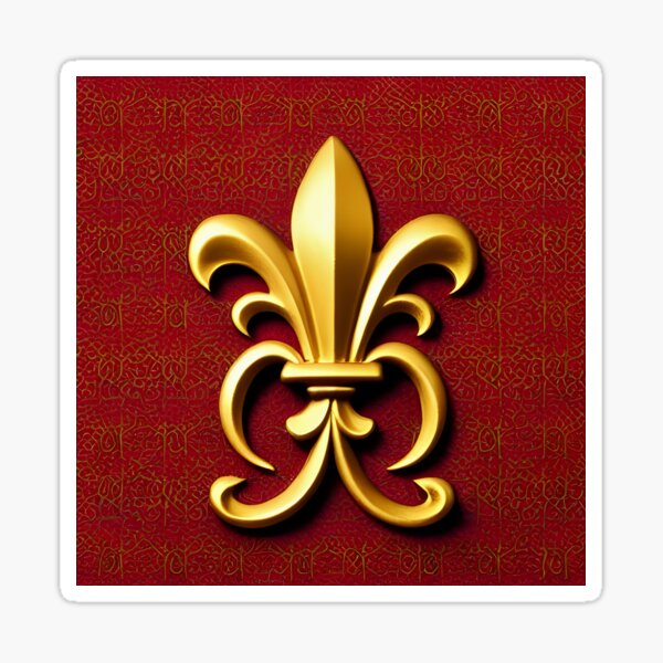 Royal Lily, Fleur De Lis (Red and Gold) Sticker