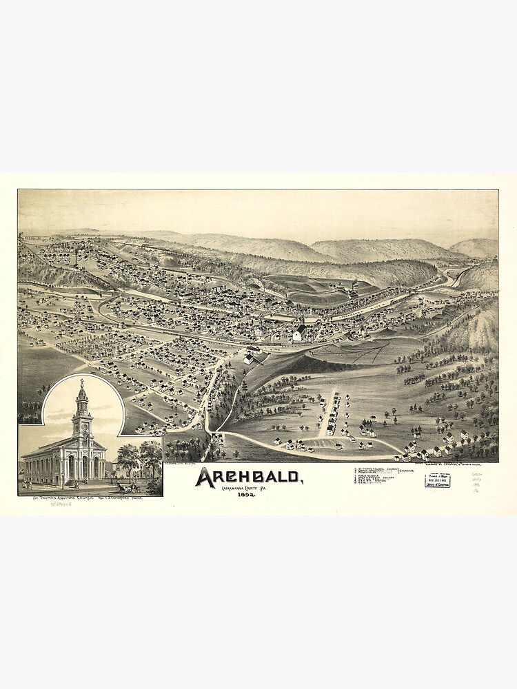"Aerial View of Archbald, Pennsylvania (1892)" Poster for Sale by