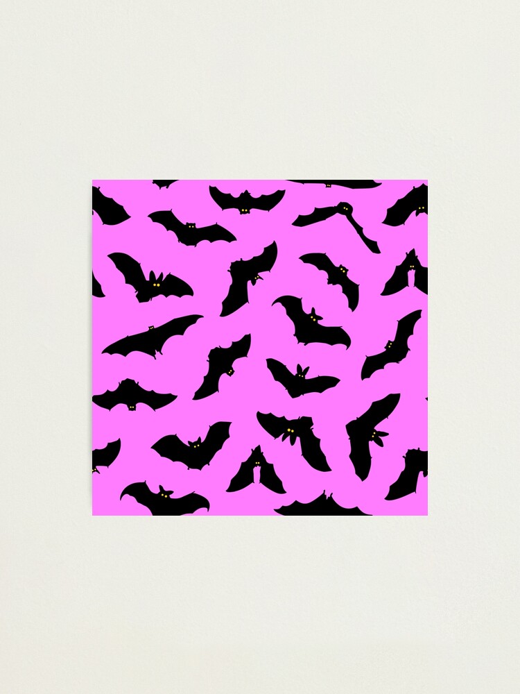 Pastel Goth Pink With Flying Bats Decorative Bath Mat Spooky 