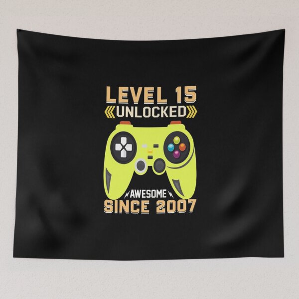 Item preview, Level 15 Unlocked Awesome Since 2007 15th Birthday Gaming T-Shirt designed and sold by VitezCrni.