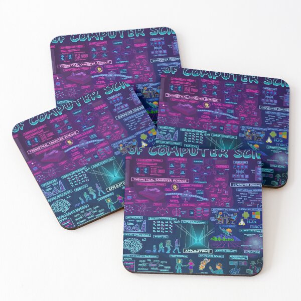 Map of Computer Science Coasters (Set of 4)