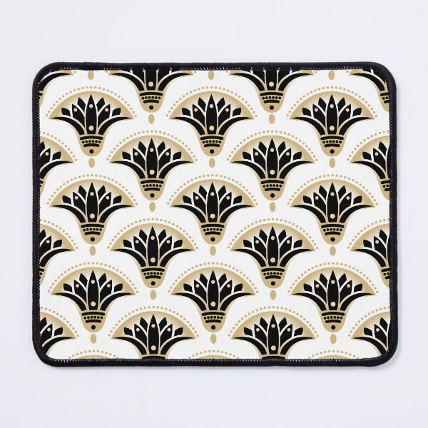 Item preview, Art Deco Egyptian Lotus Vintage Gold Black & White Glamour Repeat designed and sold by LoreliDesigns.